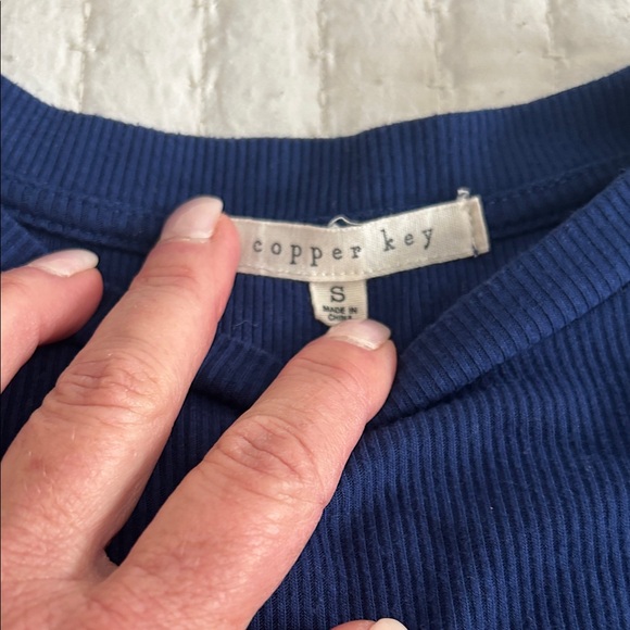 Copper Key Navy Ribbed Top - Picture 2 of 3